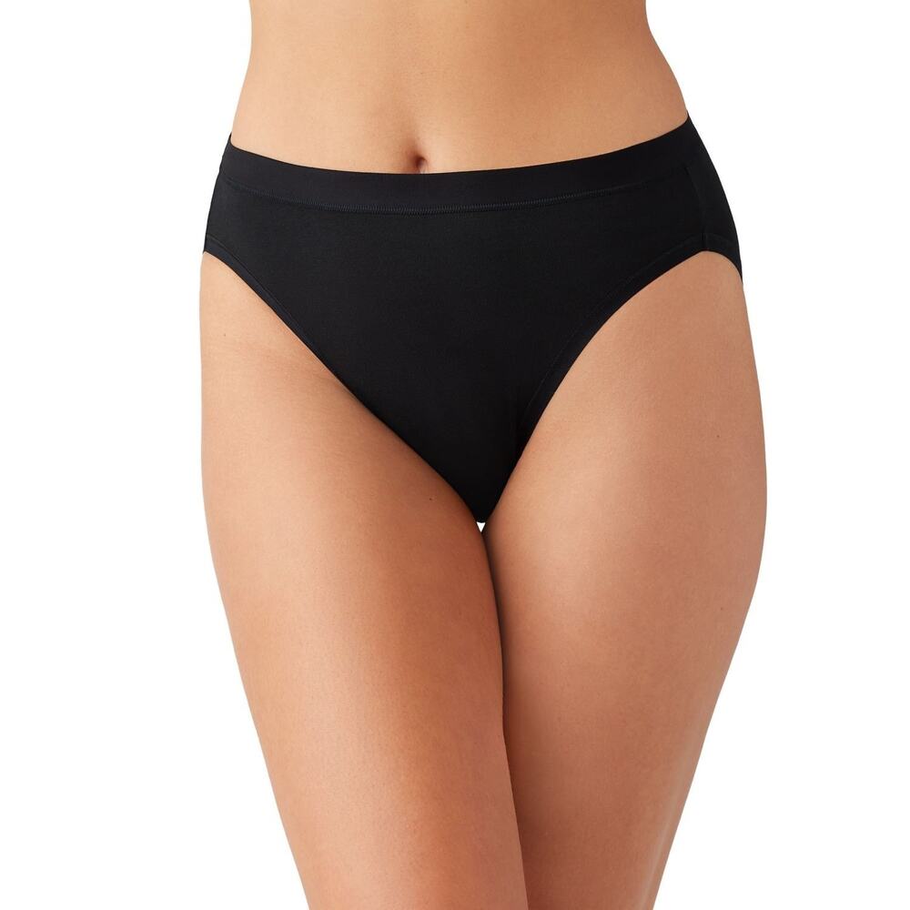 Wacoal Women's 2XL Black Understated Cotton Hi-Cut Brief Panty Underwear B21-4